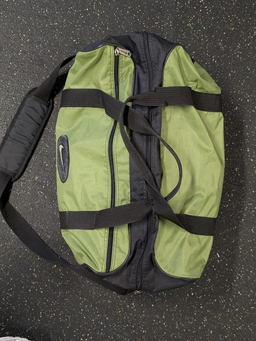 Vintage Nike 90s Military Green Sport Duffle Bag Swoosh Logo